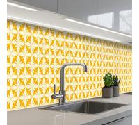 KitchenYeah© Splashback for kitchen 24"x138" / 60x350 cm self adhesive Sink Splash Splatter Guard Backsplash Decor Pattern - Retro - Yellow