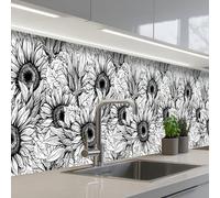 KitchenYeah© Splashback for kitchen 24"x138" / 60x350 cm self adhesive Sink Splash Splatter Guard Backsplash Decor Flowers - Sunflower - Pattern