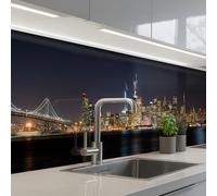 KitchenYeah© Splashback for kitchen 24"x138" / 60x350 cm self adhesive Sink Splash Splatter Guard Backsplash Decor Lighting - Sky - Skyscrapers - Skyline