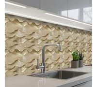 KitchenYeah© Splashback for kitchen 24"x138" / 60x350 cm self adhesive Sink Splash Splatter Guard Backsplash Decor Waves - Pattern - Gold