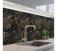 KitchenYeah© Splashback for kitchen 24"x138" / 60x350 cm self-adhesive Sink Splash Splatter Guard Splashbacks Walls Black - Marble - Gold - Nerf