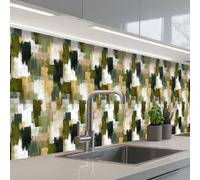 KitchenYeah© Splashback for kitchen 24"x138" / 60x350 cm self-adhesive Sink Splash Splatter Guard Splashbacks Walls Brush stripes - Moss - Shades of green