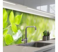 KitchenYeah© Splashback for kitchen 24"x138" / 60x350 cm self-adhesive Sink Splash Splatter Guard Splashbacks Walls Nature - Spring - Green - Leaves