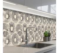 KitchenYeah© Splashback for kitchen 24"x138" / 60x350 cm self-adhesive Sink Splash Splatter Guard Splashbacks Walls Circles - Pattern - Black