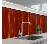 KitchenYeah© Splashback for kitchen 24"x138" / 60x350 cm self-adhesive Sink Splash Splatter Guard Splashbacks Walls Orange - Red - Rust - Metal