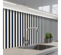 KitchenYeah© Splashback for kitchen 24"x138" / 60x350 cm self-adhesive Sink Splash Splatter Guard Splashbacks Walls Vertical stripes - Blue - Cream