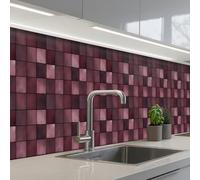 KitchenYeah© Splashback for kitchen 24"x138" / 60x350 cm self-adhesive Sink Splash Splatter Guard Splashbacks Walls Square - Tile - Pattern - Purple