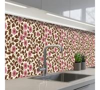 KitchenYeah© Splashback for kitchen 24"x138" / 60x350 cm self-adhesive Sink Splash Splatter Guard Splashbacks Walls Flowers - Leaves - Colorful