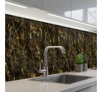 KitchenYeah© Splashback for kitchen 24"x138" / 60x350 cm self-adhesive Wall Protector Decor Panels Cooker Backsplash Black - Marble - Gold