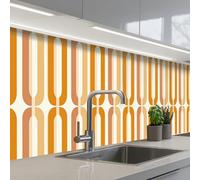 KitchenYeah© Splashback for kitchen 24"x138" / 60x350 cm self-adhesive Wall Protector Decor Panels Cooker Backsplash U-shape - Retro - Orange