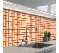 KitchenYeah© Splashback for kitchen 24"x138" / 60x350 cm self-adhesive Wall Protector Decor Panels Cooker Backsplash Pattern - Lines - Orange