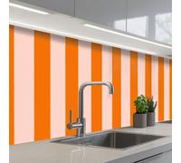 KitchenYeah© Splashback for kitchen 24"x138" / 60x350 cm self-adhesive Wall Protector Decor Panels Cooker Backsplash Stripes - Modern - Orange