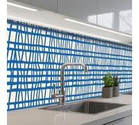 KitchenYeah© Splashback for kitchen 24"x138" / 60x350 cm self-adhesive Wall Protector Splash Back Cooker Backsplash Checkered pattern - Blue - Cream