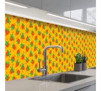 KitchenYeah© Splashback for kitchen 24"x138" / 60x350 cm self-adhesive Wall Protector Splash Back Cooker Backsplash Yellow - Strawberry - Pattern