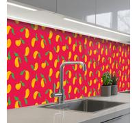 KitchenYeah© Splashback for kitchen 24"x138" / 60x350 cm self-adhesive Wall Protector Splash Back Cooker Backsplash Pink - Mango - Blue - Stripes