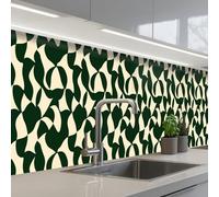 KitchenYeah© Splashback for kitchen 24"x158" / 60x400 cm self-adhesive Back Splashes Kitchens Splash Guard Decor Green - Organic planes - Cream