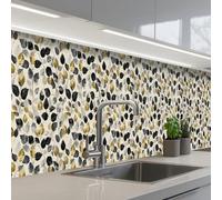 KitchenYeah© Splashback for kitchen 24"x158" / 60x400 cm self-adhesive Back Splashes Kitchens Splash Guard Decor Botanical - Gold - Black