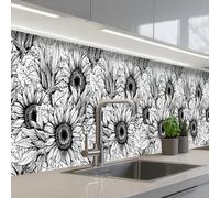 KitchenYeah© Splashback for kitchen 24"x158" / 60x400 cm self adhesive Sink Splash Splatter Guard Backsplash Decor Flowers - Sunflower - Pattern