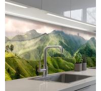 KitchenYeah© Splashback for kitchen 24"x158" / 60x400 cm self adhesive Sink Splash Splatter Guard Backsplash Decor Landscape - Hills - Green