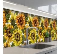 KitchenYeah© Splashback for kitchen 24"x158" / 60x400 cm self adhesive Sink Splash Splatter Guard Backsplash Decor Sunflower - Vintage - Design