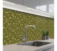KitchenYeah© Splashback for kitchen 24"x158" / 60x400 cm self-adhesive Sink Splash Splatter Guard Splashbacks Walls Country - Floral - Green