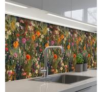 KitchenYeah© Splashback for kitchen 24"x158" / 60x400 cm self-adhesive Sink Splash Splatter Guard Splashbacks Walls Field of flowers - Colors - Paint
