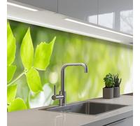 KitchenYeah© Splashback for kitchen 24"x158" / 60x400 cm self-adhesive Sink Splash Splatter Guard Splashbacks Walls Nature - Spring - Green - Leaves