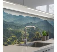 KitchenYeah© Splashback for kitchen 24"x158" / 60x400 cm self-adhesive Sink Splash Splatter Guard Splashbacks Walls Landscape - Valley - Green