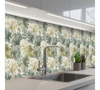 KitchenYeah© Splashback for kitchen 24"x158" / 60x400 cm self-adhesive Wall Protector Decor Panels Cooker Backsplash Leaves - Botanical - Green