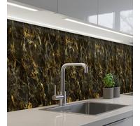 KitchenYeah© Splashback for kitchen 24"x158" / 60x400 cm self-adhesive Wall Protector Decor Panels Cooker Backsplash Black - Marble - Gold