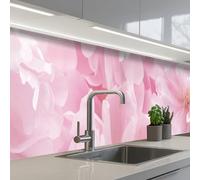 KitchenYeah© Splashback for kitchen 24"x158" / 60x400 cm self-adhesive Wall Protector Splash Back Cooker Backsplash Flower Power - Flowers - Pink - Peony