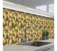 KitchenYeah© Splashback for kitchen 24"x158" / 60x400 cm self-adhesive Wall Protector Splash Back Cooker Backsplash Modern - Circle - Gold