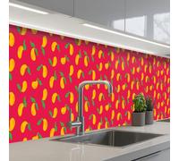 KitchenYeah© Splashback for kitchen 24"x158" / 60x400 cm self-adhesive Wall Protector Splash Back Cooker Backsplash Pink - Mango - Blue - Stripes