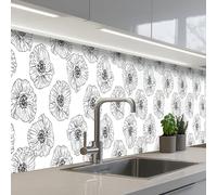 KitchenYeah© Splashback for kitchen 24"x158" / 60x400 cm self-adhesive Wall Protector Splash Back Cooker Backsplash Poppy - Flowers - Design