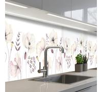 KitchenYeah© Splashback for kitchen 24"x197" / 60x500 cm self-adhesive Back Splashes Kitchens Splash Guard Decor Flowers - Pastel - Plants - White