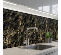 KitchenYeah© Splashback for kitchen 24"x197" / 60x500 cm self-adhesive Back Splashes Kitchens Splash Guard Decor Marble - Black - Gold