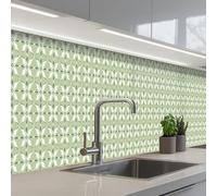 KitchenYeah© Splashback for kitchen 24"x197" / 60x500 cm self adhesive Sink Splash Splatter Guard Backsplash Decor Pattern - Flower shape - Green