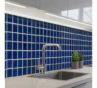 KitchenYeah© Splashback for kitchen 24"x197" / 60x500 cm self adhesive Sink Splash Splatter Guard Backsplash Decor Mosaic - Tiles - Glossy - Blue