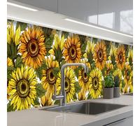 KitchenYeah© Splashback for kitchen 24"x197" / 60x500 cm self adhesive Sink Splash Splatter Guard Backsplash Decor Sunflower - Vintage - Design