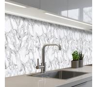 KitchenYeah© Splashback for kitchen 24"x197" / 60x500 cm self adhesive Sink Splash Splatter Guard Backsplash Decor Marble - Layered - Breaking - Grey texture