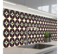 KitchenYeah© Splashback for kitchen 24"x197" / 60x500 cm self-adhesive Sink Splash Splatter Guard Splashbacks Walls Circle - Retro - Colorful