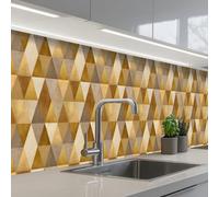 KitchenYeah© Splashback for kitchen 24"x197" / 60x500 cm self-adhesive Sink Splash Splatter Guard Splashbacks Walls Geometric - Triangle - Gold