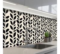 KitchenYeah© Splashback for kitchen 24"x197" / 60x500 cm self-adhesive Sink Splash Splatter Guard Splashbacks Walls Botanical - Pattern - Black - Beige