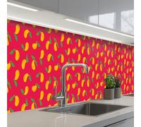 KitchenYeah© Splashback for kitchen 24"x197" / 60x500 cm self-adhesive Wall Protector Splash Back Cooker Backsplash Pink - Mango - Blue - Stripes