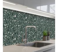 KitchenYeah© Splashback for kitchen 24"x197" / 60x500 cm self-adhesive Wall Protector Splash Back Cooker Backsplash Terrazzo - Pattern - Colorful - Green