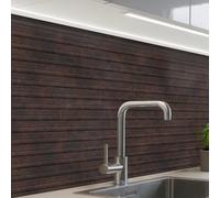KitchenYeah© Splashback for kitchen 24"x32" / 60x80 cm self-adhesive Back Splashes Kitchens Splash Guard Decor Dark brown - Rust - Stripes - Patterned