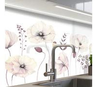 KitchenYeah© Splashback for kitchen 24"x32" / 60x80 cm self-adhesive Back Splashes Kitchens Splash Guard Decor Flowers - Pastel - Plants - White
