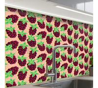 KitchenYeah© Splashback for kitchen 24"x32" / 60x80 cm self-adhesive Back Splashes Kitchens Splash Guard Decor Raspberries - Red - Pink - Pattern
