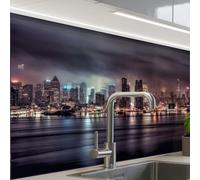KitchenYeah© Splashback for kitchen 24"x32" / 60x80 cm self-adhesive Back Splashes Kitchens Splash Guard Decor New York - Skyline - Night