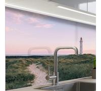 KitchenYeah© Splashback for kitchen 24"x32" / 60x80 cm self-adhesive Back Splashes Kitchens Splash Guard Decor Lighthouse - Dune landscape - Sea